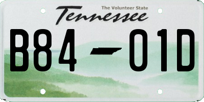 TN license plate B8401D