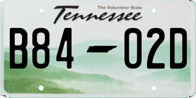 TN license plate B8402D