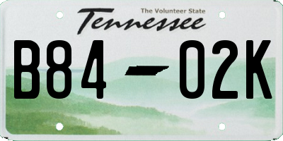 TN license plate B8402K
