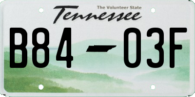 TN license plate B8403F