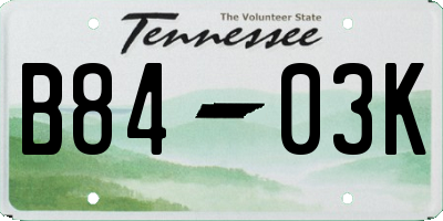 TN license plate B8403K