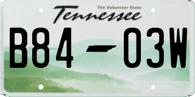 TN license plate B8403W
