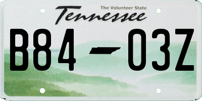 TN license plate B8403Z