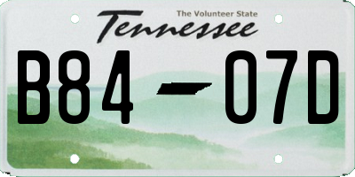 TN license plate B8407D