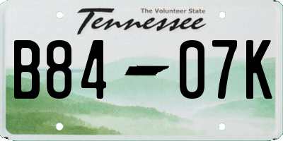 TN license plate B8407K