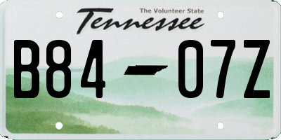 TN license plate B8407Z