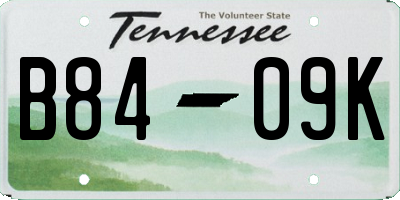 TN license plate B8409K