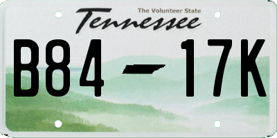 TN license plate B8417K