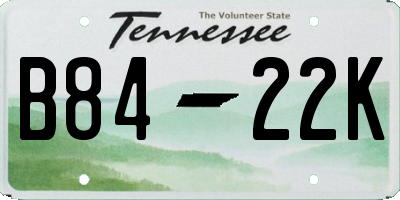 TN license plate B8422K