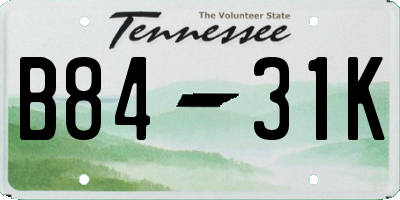 TN license plate B8431K