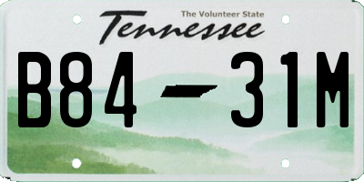 TN license plate B8431M