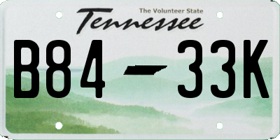 TN license plate B8433K