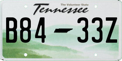 TN license plate B8433Z