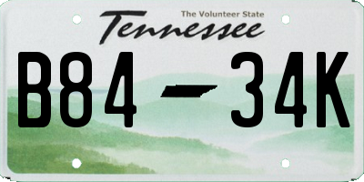 TN license plate B8434K
