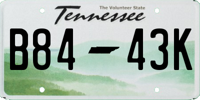 TN license plate B8443K