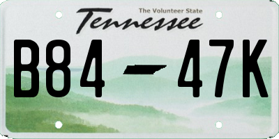 TN license plate B8447K