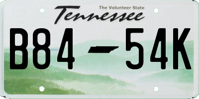 TN license plate B8454K