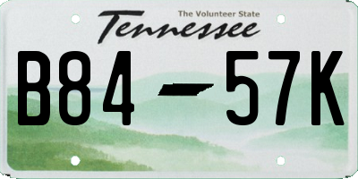 TN license plate B8457K