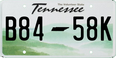 TN license plate B8458K