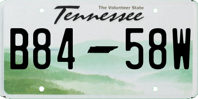 TN license plate B8458W