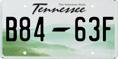TN license plate B8463F