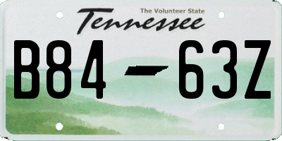 TN license plate B8463Z