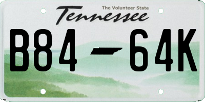 TN license plate B8464K
