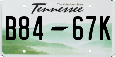 TN license plate B8467K