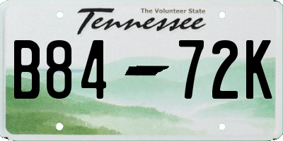 TN license plate B8472K