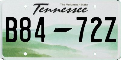 TN license plate B8472Z