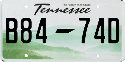 TN license plate B8474D