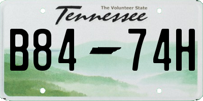 TN license plate B8474H