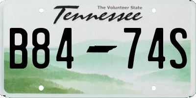 TN license plate B8474S
