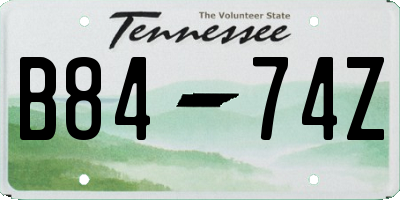 TN license plate B8474Z