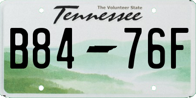TN license plate B8476F