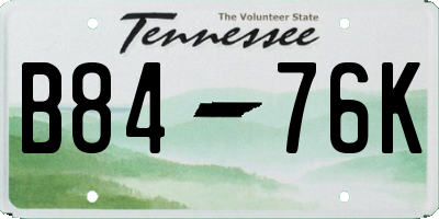 TN license plate B8476K