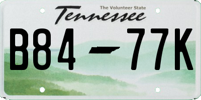 TN license plate B8477K