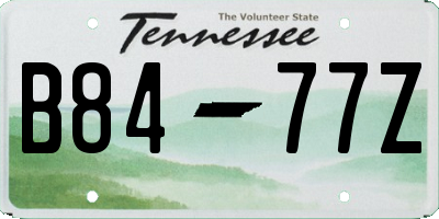 TN license plate B8477Z