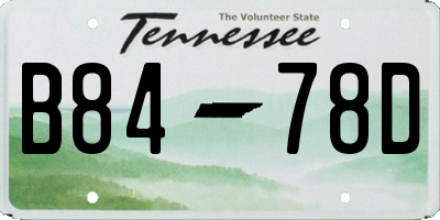 TN license plate B8478D