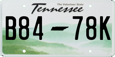 TN license plate B8478K