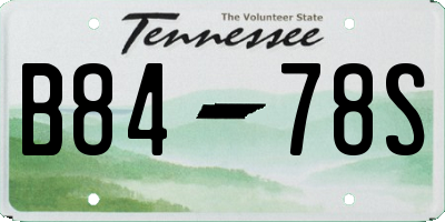 TN license plate B8478S