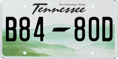 TN license plate B8480D