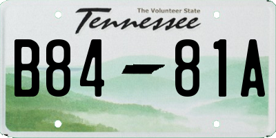 TN license plate B8481A
