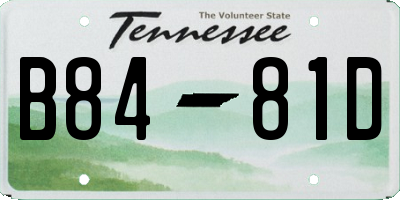 TN license plate B8481D