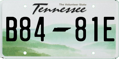 TN license plate B8481E