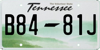 TN license plate B8481J