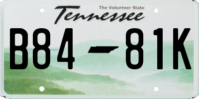 TN license plate B8481K