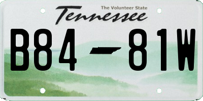 TN license plate B8481W