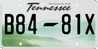 TN license plate B8481X