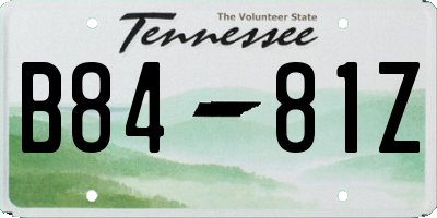 TN license plate B8481Z
